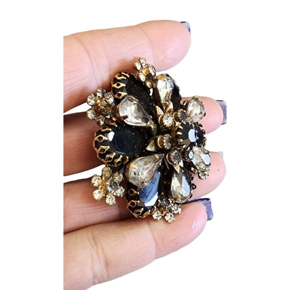 Vintage Elaborate Glass Rhinestone Brooch Possibly Austria (A2704) - Picture 3 of 6